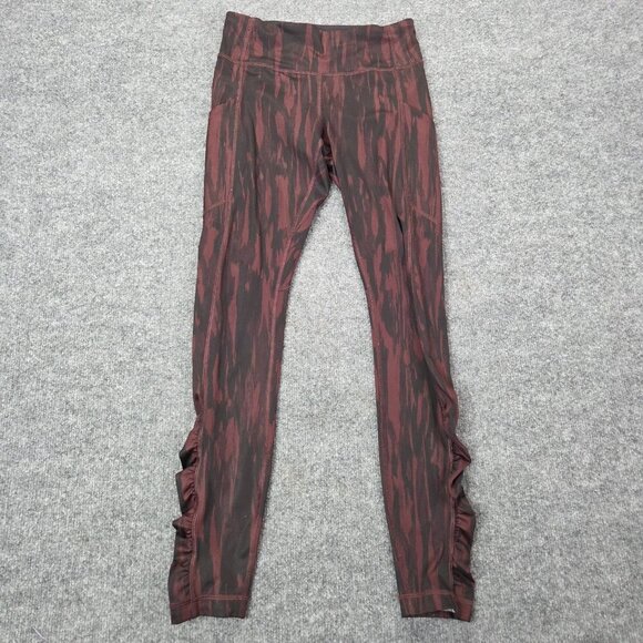 Lululemon Speed Tight IV Leggings Womens 4 Painted Animal Bordeaux Black Running - Picture 3 of 13
